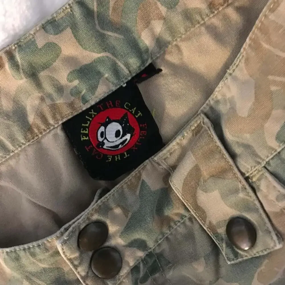 Felix The Cat 2003 Camo Cargo Pants Size 32-34 Y2K Streetwear
